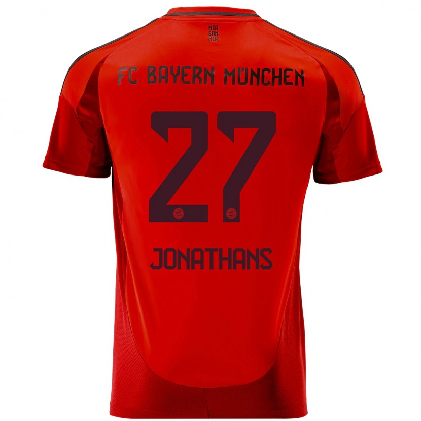 Danxen Kvinder David Jonathans #27 Rød Hjemmebane Spillertrøjer 2024/25 Trøje T-Shirt