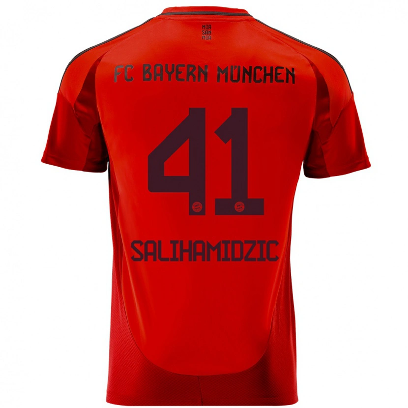 Danxen Kvinder Nick Salihamidzic #41 Rød Hjemmebane Spillertrøjer 2024/25 Trøje T-Shirt