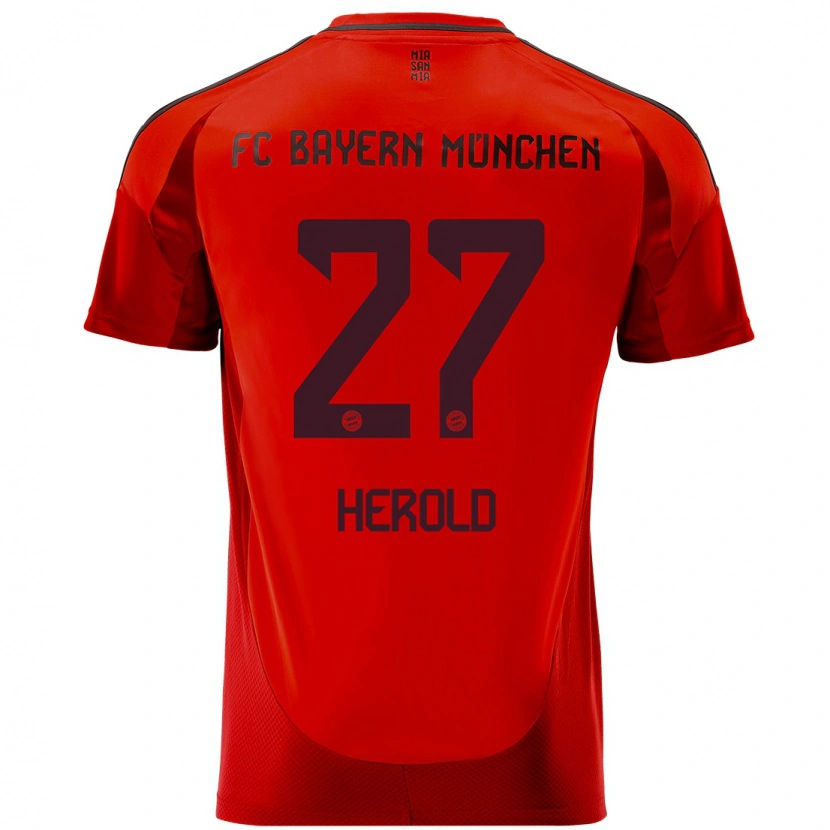 Danxen Kvinder David Herold #27 Rød Hjemmebane Spillertrøjer 2024/25 Trøje T-Shirt