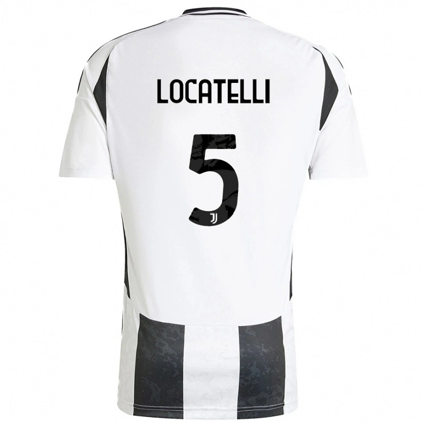 Danxen Kvinder Manuel Locatelli #5 Hvid Sort Hjemmebane Spillertrøjer 2024/25 Trøje T-Shirt