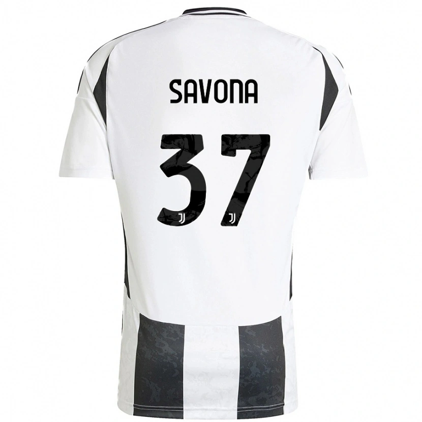 Danxen Kvinder Nicolò Savona #37 Hvid Sort Hjemmebane Spillertrøjer 2024/25 Trøje T-Shirt