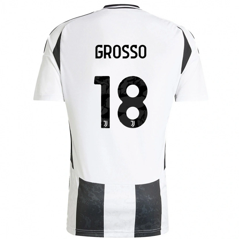 Danxen Kvinder Filippo Grosso #18 Hvid Sort Hjemmebane Spillertrøjer 2024/25 Trøje T-Shirt
