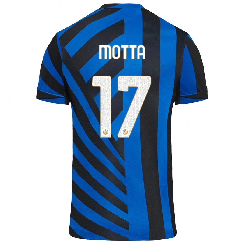 Danxen Kvinder Matteo Motta #17 Blå Sort Hjemmebane Spillertrøjer 2024/25 Trøje T-Shirt