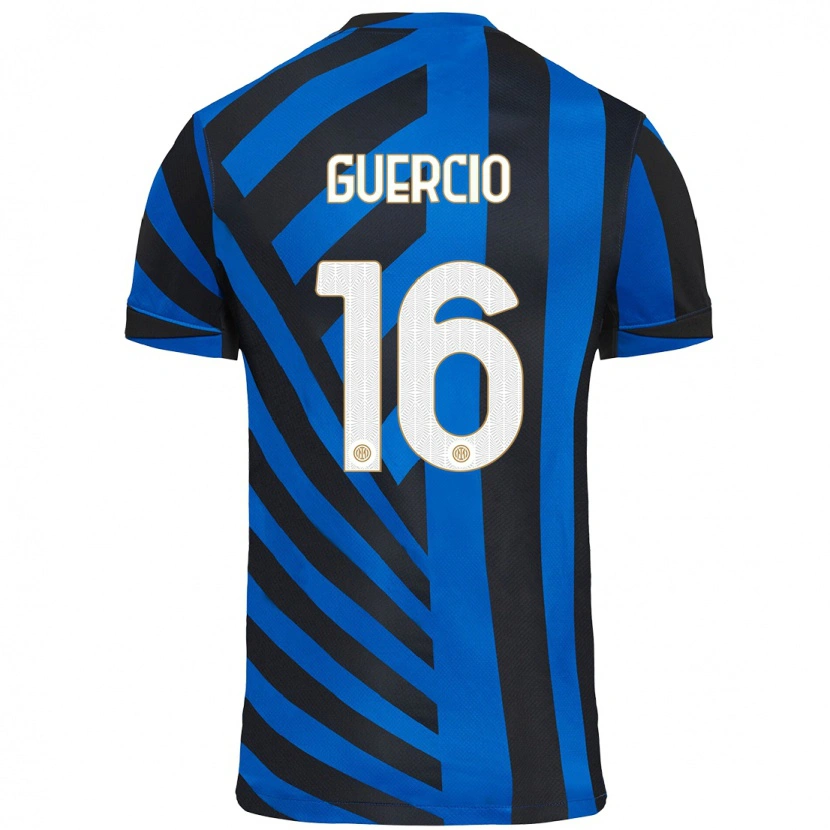 Danxen Kvinder Tommaso Guercio #16 Blå Sort Hjemmebane Spillertrøjer 2024/25 Trøje T-Shirt
