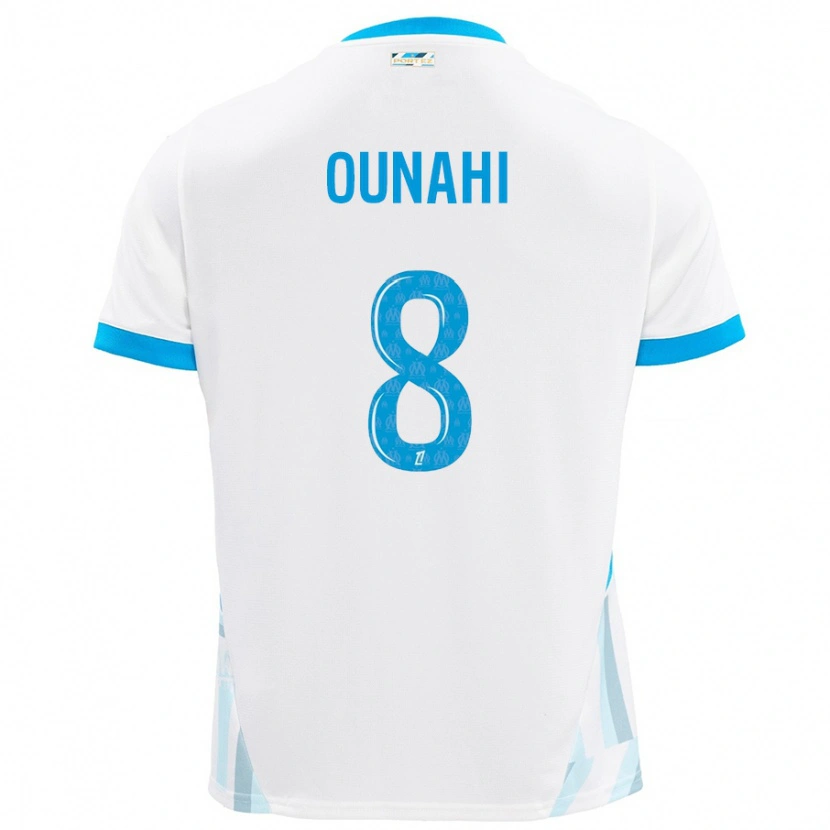 Danxen Kvinder Azzedine Ounahi #8 Hvid Himmelblå Hjemmebane Spillertrøjer 2024/25 Trøje T-Shirt