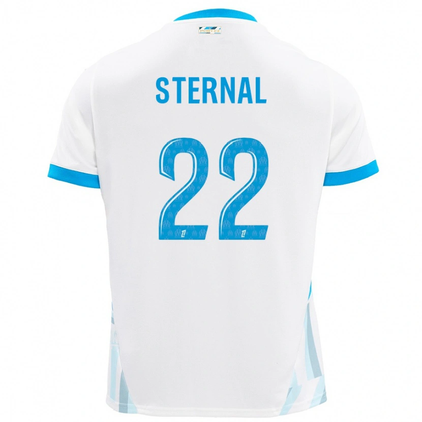 Danxen Kvinder Enzo Sternal #22 Hvid Himmelblå Hjemmebane Spillertrøjer 2024/25 Trøje T-Shirt