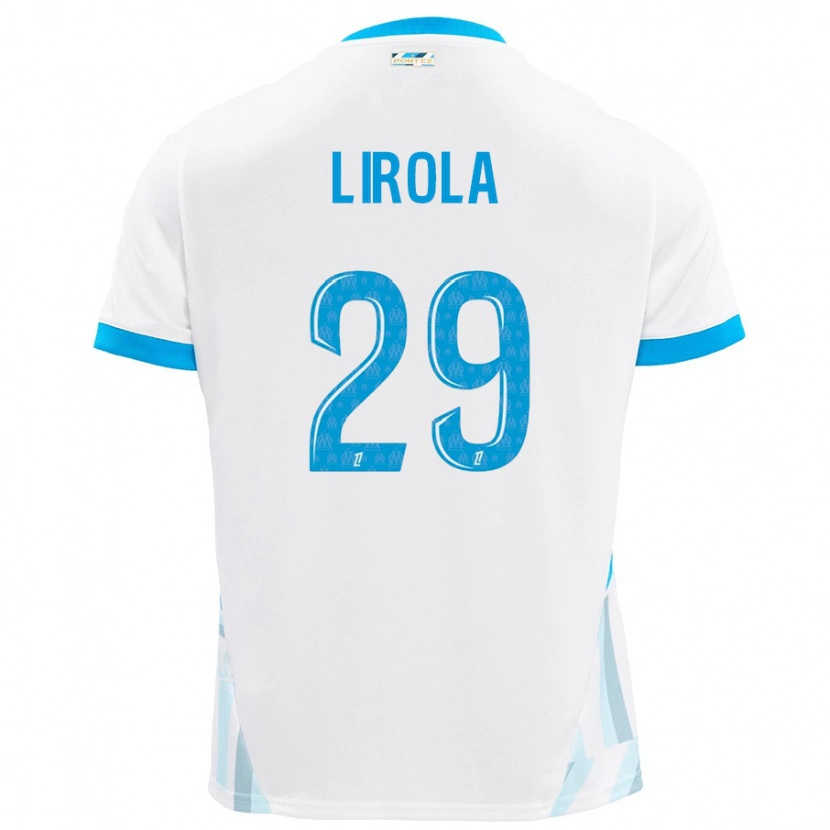 Danxen Kvinder Pol Lirola #29 Hvid Himmelblå Hjemmebane Spillertrøjer 2024/25 Trøje T-Shirt