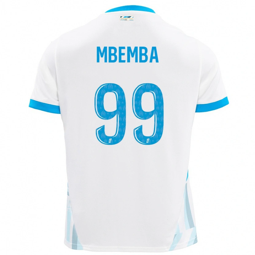 Danxen Kvinder Chancel Mbemba #99 Hvid Himmelblå Hjemmebane Spillertrøjer 2024/25 Trøje T-Shirt