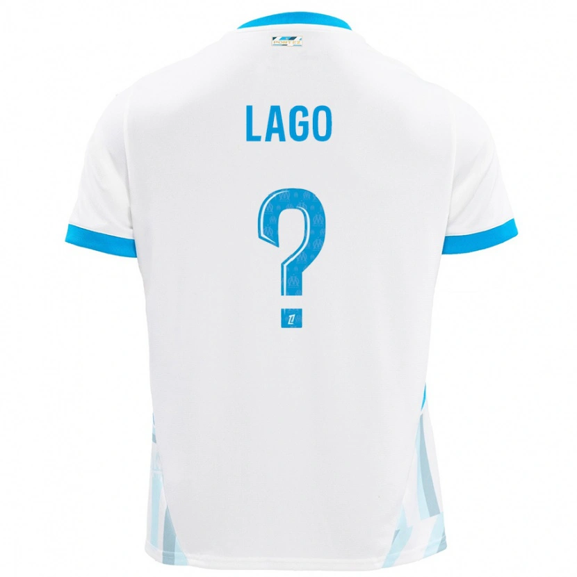 Danxen Kvinder Ange Lago #0 Hvid Himmelblå Hjemmebane Spillertrøjer 2024/25 Trøje T-Shirt