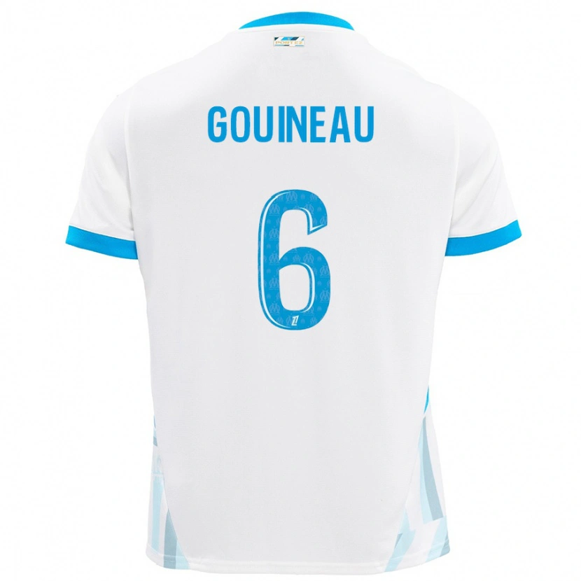 Danxen Kvinder Coline Gouineau #6 Hvid Himmelblå Hjemmebane Spillertrøjer 2024/25 Trøje T-Shirt
