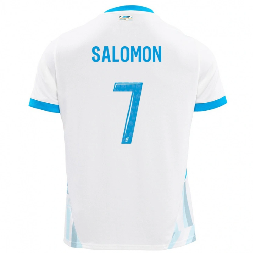 Danxen Kvinder Maëva Salomon #7 Hvid Himmelblå Hjemmebane Spillertrøjer 2024/25 Trøje T-Shirt