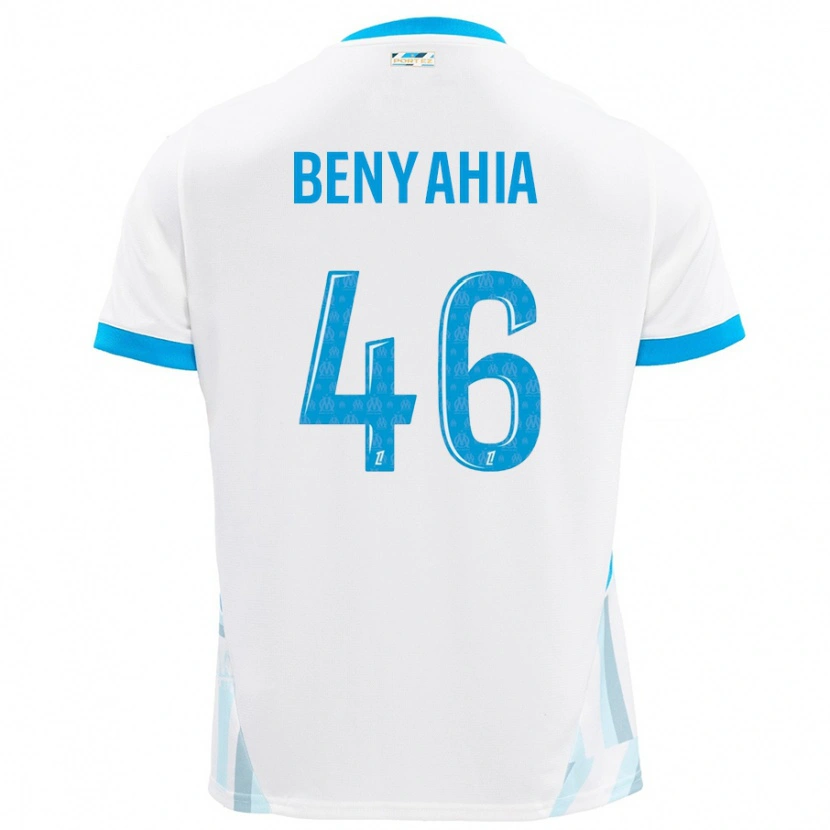 Danxen Kvinder Aylan Benyahia-Tani #46 Hvid Himmelblå Hjemmebane Spillertrøjer 2024/25 Trøje T-Shirt