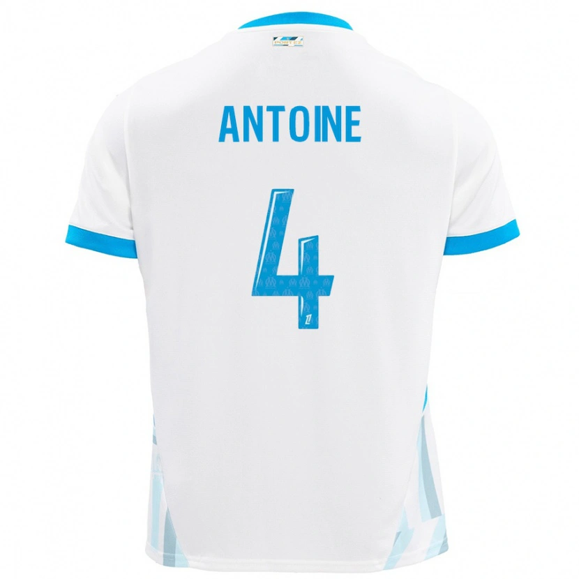 Danxen Kvinder Maud Antoine #4 Hvid Himmelblå Hjemmebane Spillertrøjer 2024/25 Trøje T-Shirt