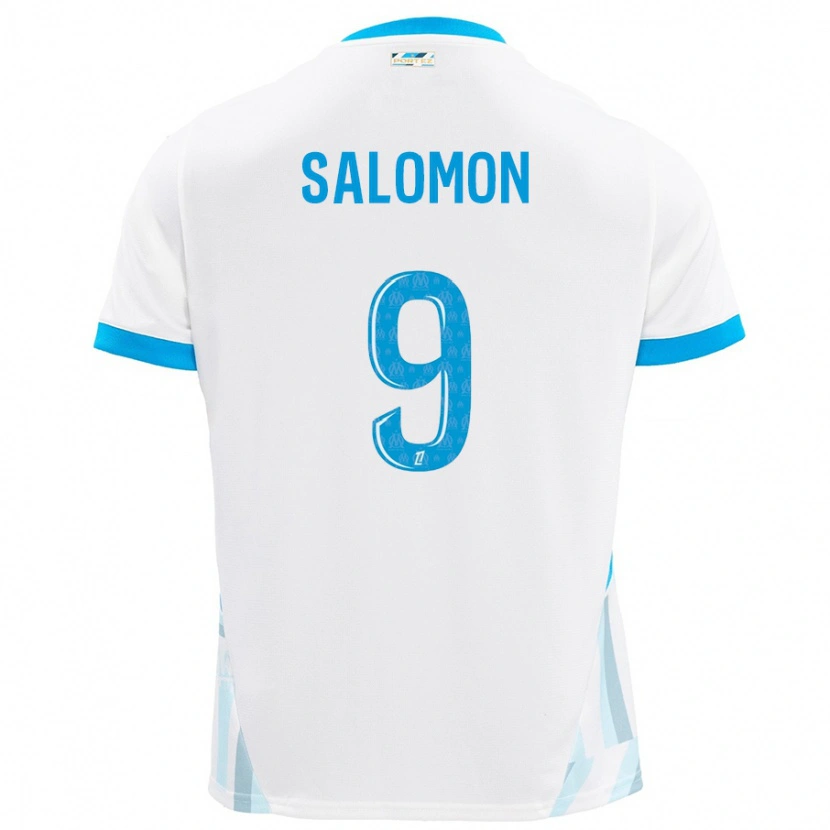 Danxen Kvinder Maeva Salomon #9 Hvid Himmelblå Hjemmebane Spillertrøjer 2024/25 Trøje T-Shirt