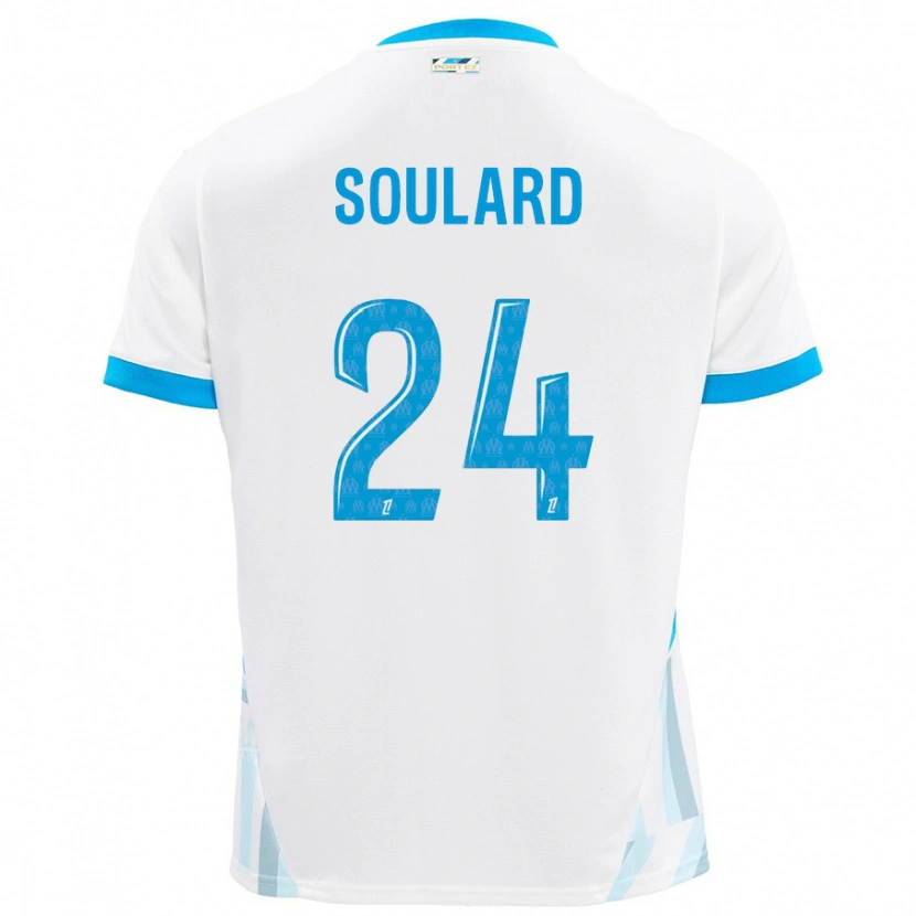 Danxen Kvinder Amandine Soulard #24 Hvid Himmelblå Hjemmebane Spillertrøjer 2024/25 Trøje T-Shirt