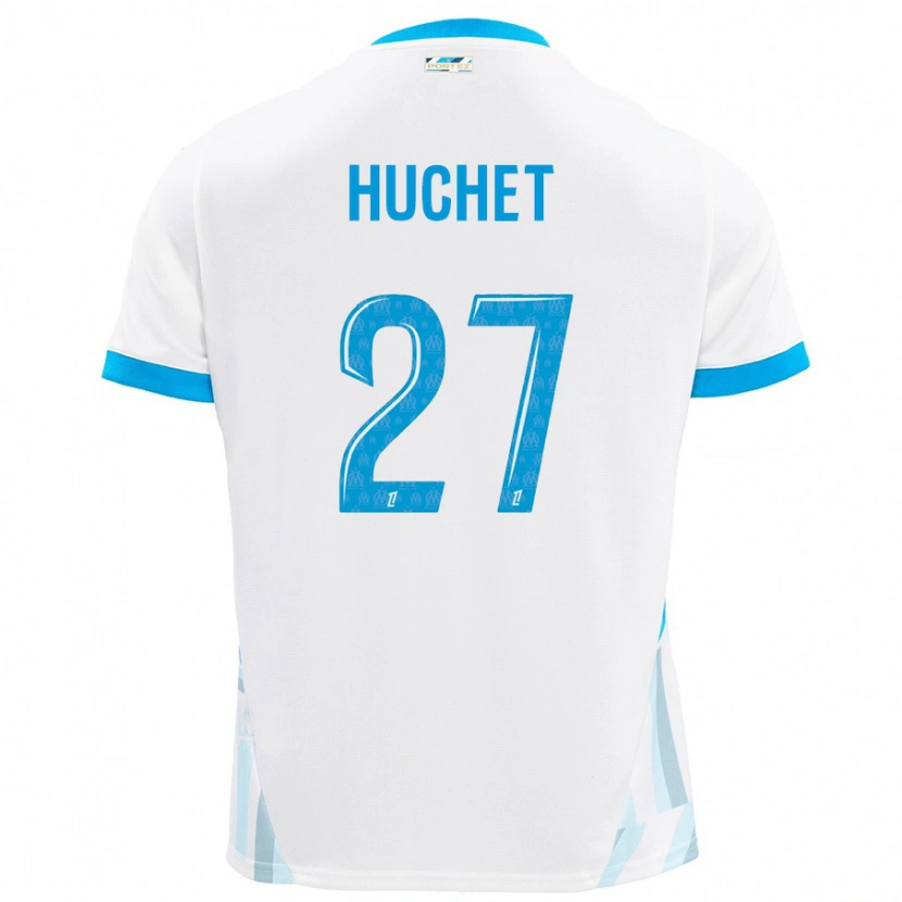 Danxen Kvinder Sarah Huchet #27 Hvid Himmelblå Hjemmebane Spillertrøjer 2024/25 Trøje T-Shirt