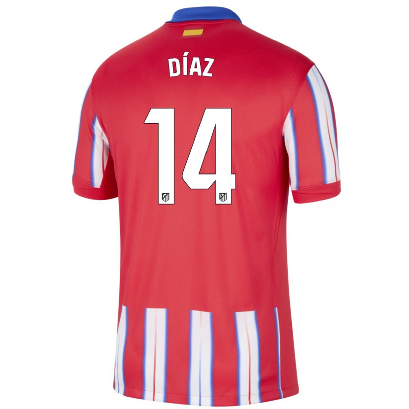 Danxen Kvinder Javier Díaz #14 Rød Hvid Blå Hjemmebane Spillertrøjer 2024/25 Trøje T-Shirt