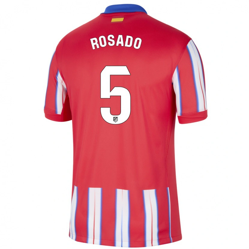 Danxen Kvinder Diego Rosado #5 Rød Hvid Blå Hjemmebane Spillertrøjer 2024/25 Trøje T-Shirt