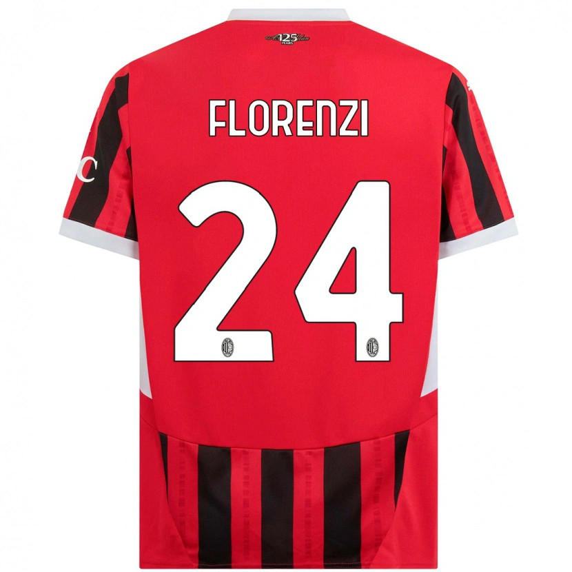 Danxen Kvinder Alessandro Florenzi #24 Rød Sort Hjemmebane Spillertrøjer 2024/25 Trøje T-Shirt