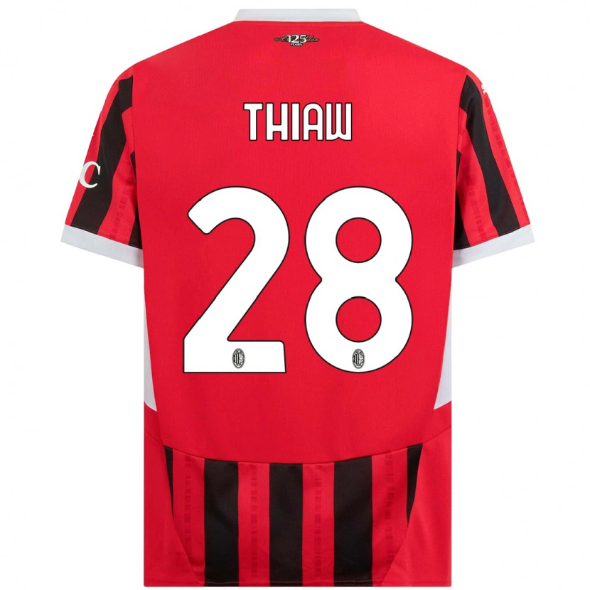 Danxen Kvinder Malick Thiaw #28 Rød Sort Hjemmebane Spillertrøjer 2024/25 Trøje T-Shirt