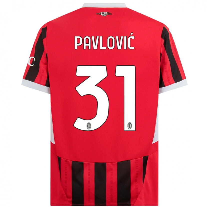 Danxen Kvinder Strahinja Pavlović #31 Rød Sort Hjemmebane Spillertrøjer 2024/25 Trøje T-Shirt