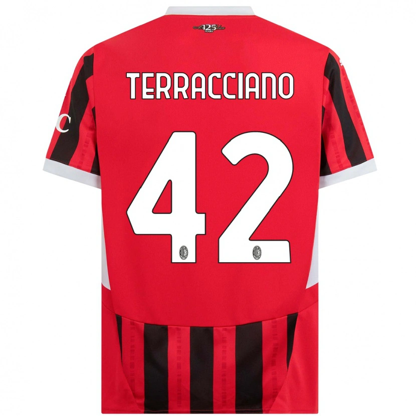 Danxen Kvinder Filippo Terracciano #42 Rød Sort Hjemmebane Spillertrøjer 2024/25 Trøje T-Shirt