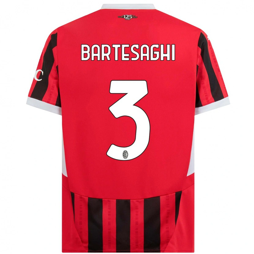 Danxen Kvinder Davide Bartesaghi #3 Rød Sort Hjemmebane Spillertrøjer 2024/25 Trøje T-Shirt