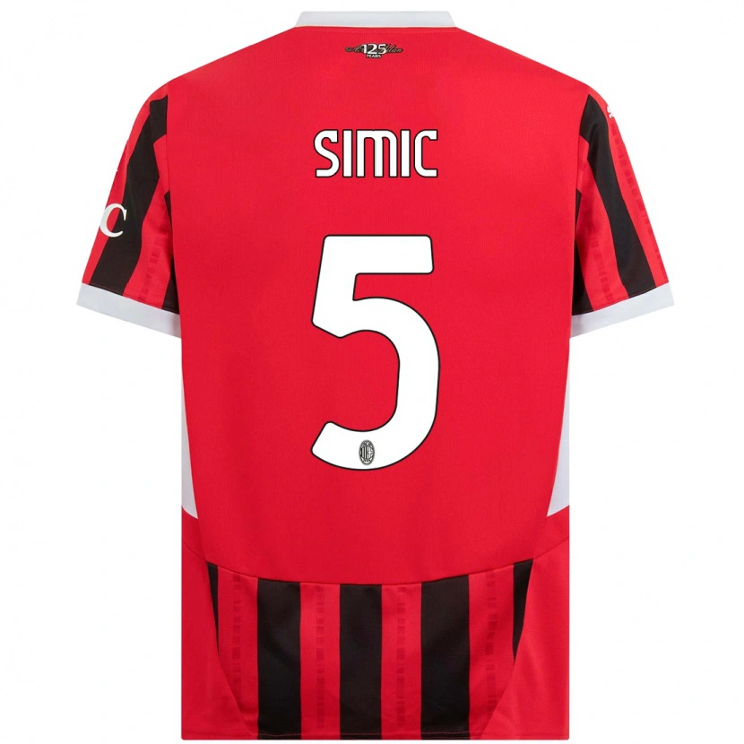 Danxen Kvinder Jan-Carlo Simic #5 Rød Sort Hjemmebane Spillertrøjer 2024/25 Trøje T-Shirt
