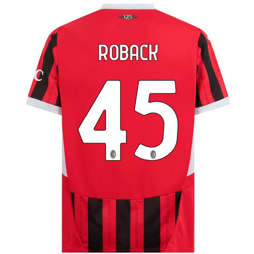 Danxen Kvinder Emil Roback #45 Rød Sort Hjemmebane Spillertrøjer 2024/25 Trøje T-Shirt