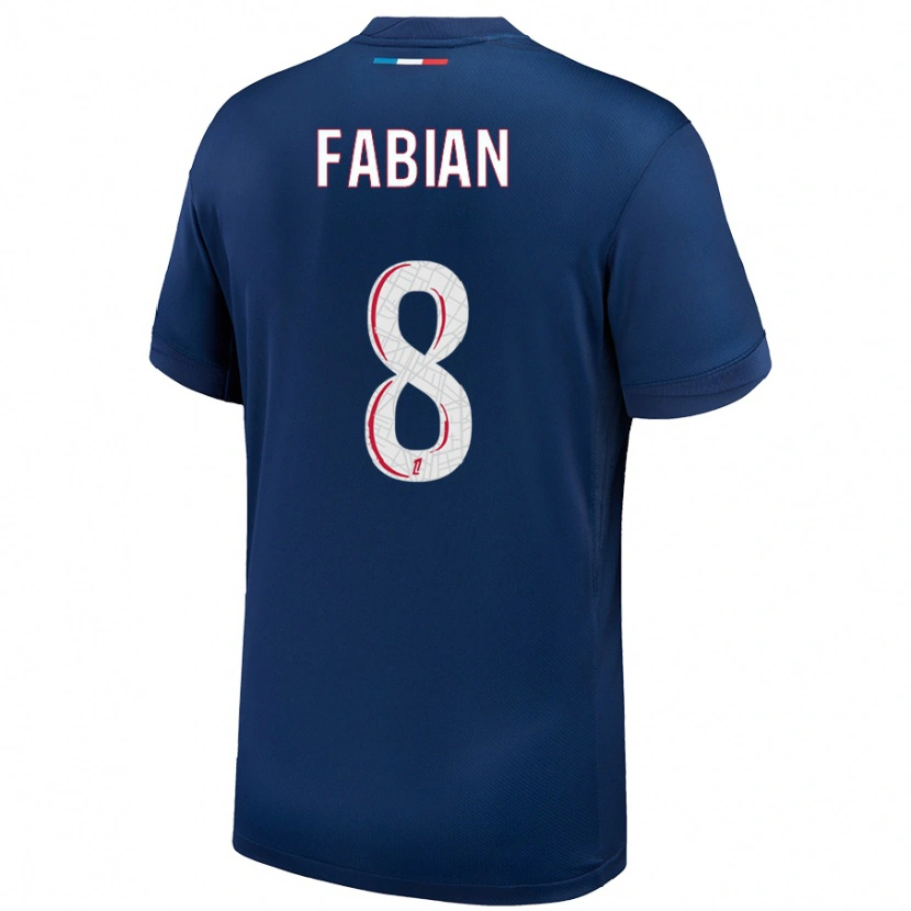 Danxen Kvinder Fabián Ruiz #8 Marineblå Hvid Hjemmebane Spillertrøjer 2024/25 Trøje T-Shirt