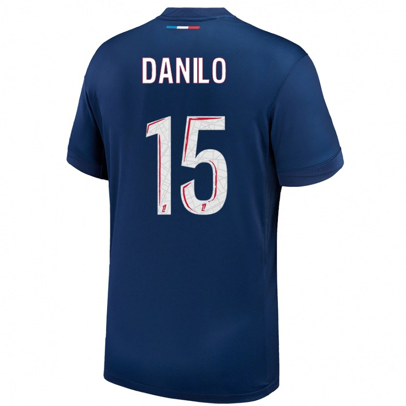 Danxen Kvinder Danilo Pereira #15 Marineblå Hvid Hjemmebane Spillertrøjer 2024/25 Trøje T-Shirt