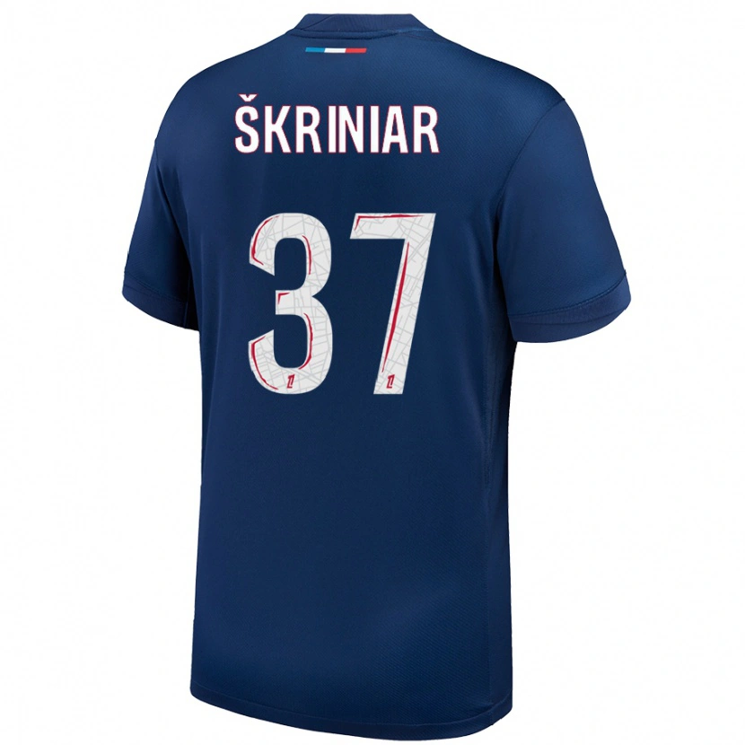 Danxen Kvinder Milan Skriniar #37 Marineblå Hvid Hjemmebane Spillertrøjer 2024/25 Trøje T-Shirt