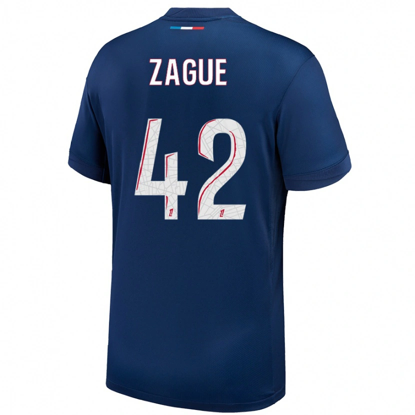 Danxen Kvinder Yoram Zague #42 Marineblå Hvid Hjemmebane Spillertrøjer 2024/25 Trøje T-Shirt
