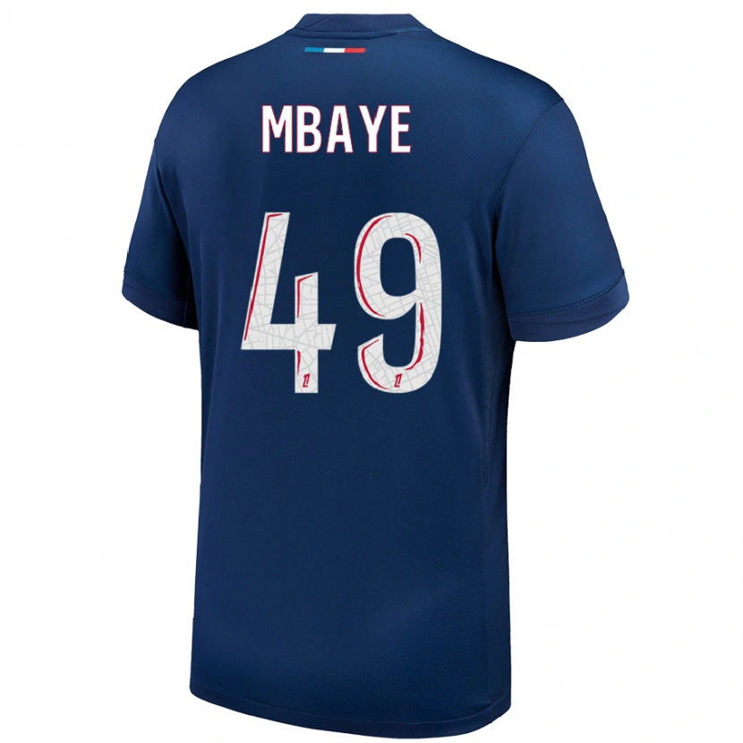 Danxen Kvinder Ibrahim Mbaye #49 Marineblå Hvid Hjemmebane Spillertrøjer 2024/25 Trøje T-Shirt