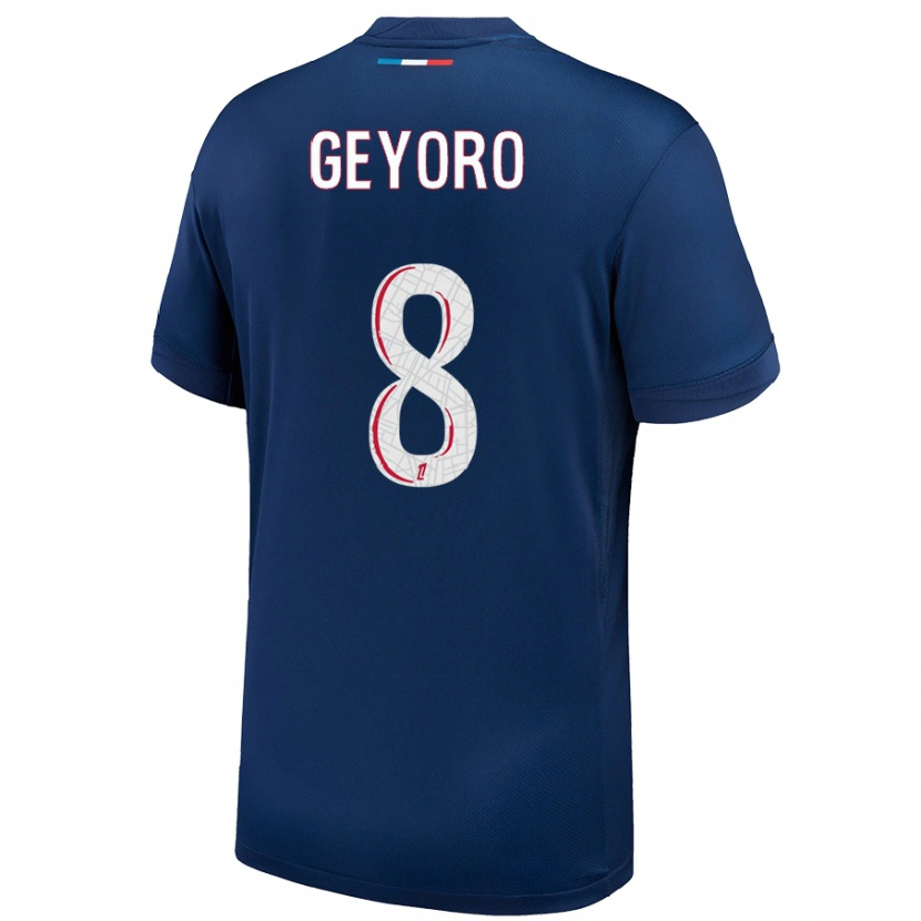 Danxen Kvinder Grace Geyoro #8 Marineblå Hvid Hjemmebane Spillertrøjer 2024/25 Trøje T-Shirt