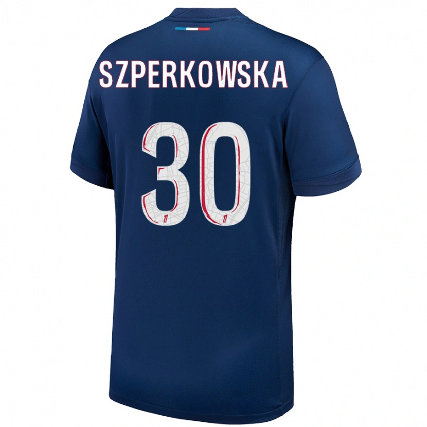 Danxen Kvinder Oliwia Szperkowska #30 Marineblå Hvid Hjemmebane Spillertrøjer 2024/25 Trøje T-Shirt