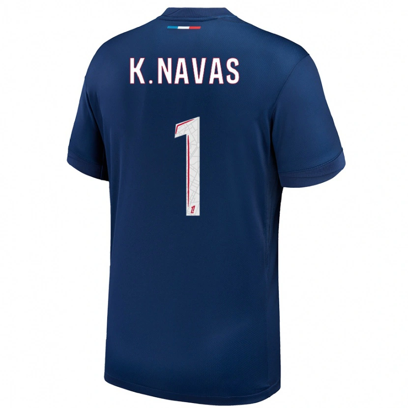 Danxen Kvinder Keylor Navas #1 Marineblå Hvid Hjemmebane Spillertrøjer 2024/25 Trøje T-Shirt