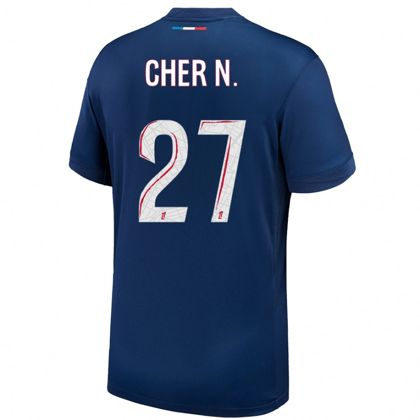 Danxen Kvinder Cher Ndour #27 Marineblå Hvid Hjemmebane Spillertrøjer 2024/25 Trøje T-Shirt