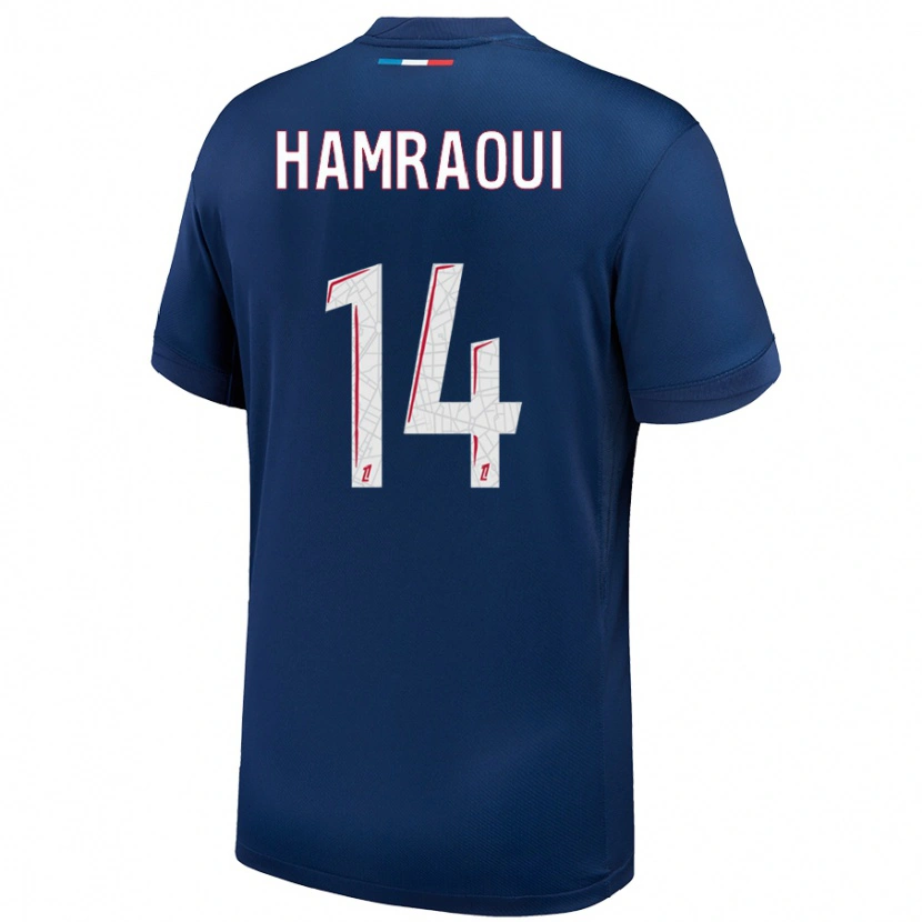 Danxen Kvinder Kheira Hamraoui #14 Marineblå Hvid Hjemmebane Spillertrøjer 2024/25 Trøje T-Shirt