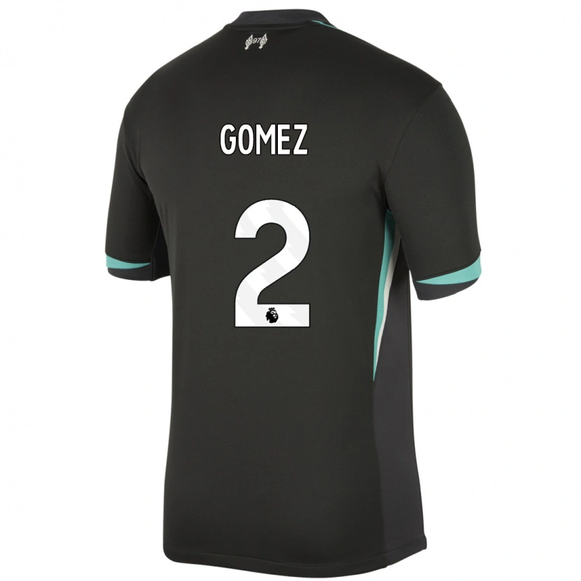 Danxen Kvinder Joe Gomez #2 Sort Antracit Hvid Udebane Spillertrøjer 2024/25 Trøje T-Shirt
