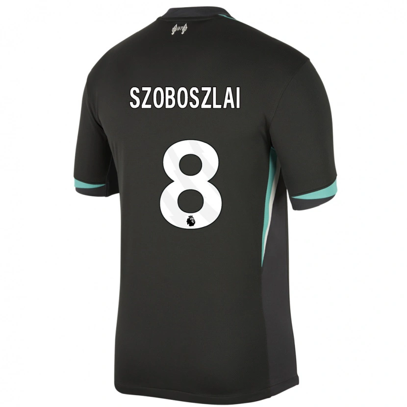 Danxen Kvinder Dominik Szoboszlai #8 Sort Antracit Hvid Udebane Spillertrøjer 2024/25 Trøje T-Shirt