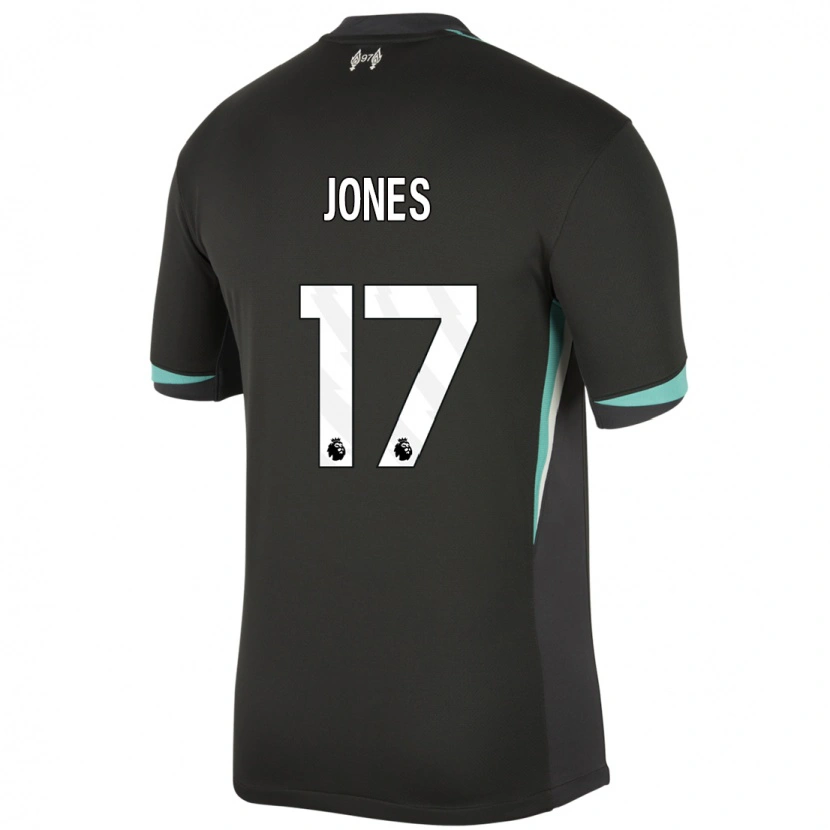 Danxen Kvinder Curtis Jones #17 Sort Antracit Hvid Udebane Spillertrøjer 2024/25 Trøje T-Shirt