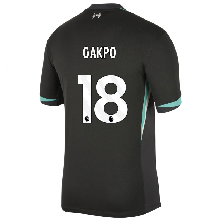 Danxen Kvinder Cody Gakpo #18 Sort Antracit Hvid Udebane Spillertrøjer 2024/25 Trøje T-Shirt
