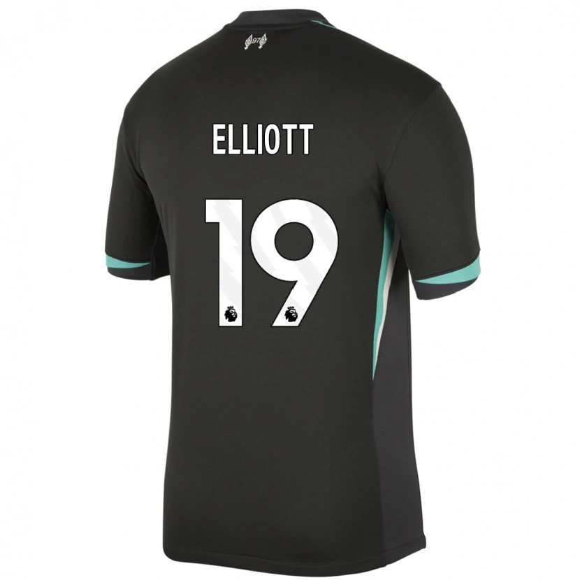 Danxen Kvinder Harvey Elliott #19 Sort Antracit Hvid Udebane Spillertrøjer 2024/25 Trøje T-Shirt