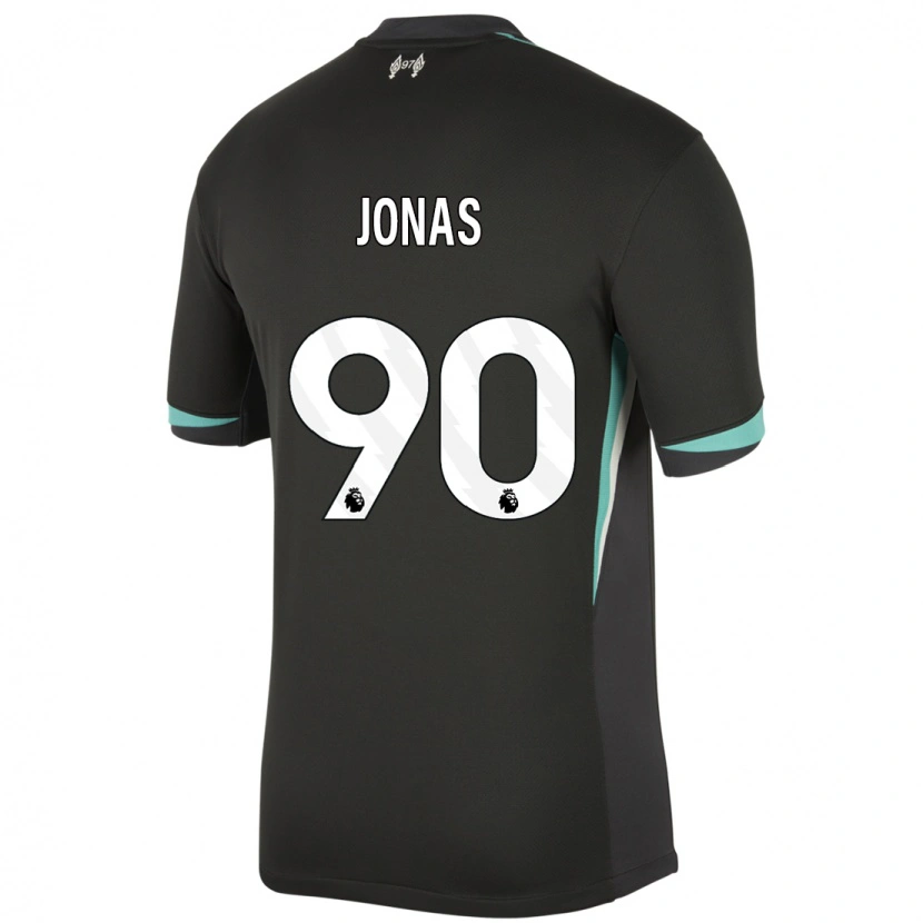 Danxen Kvinder Lee Jonas #90 Sort Antracit Hvid Udebane Spillertrøjer 2024/25 Trøje T-Shirt