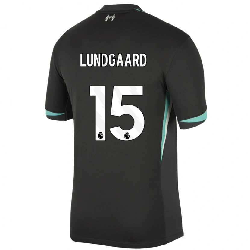 Danxen Kvinder Sofie Lundgaard #15 Sort Antracit Hvid Udebane Spillertrøjer 2024/25 Trøje T-Shirt