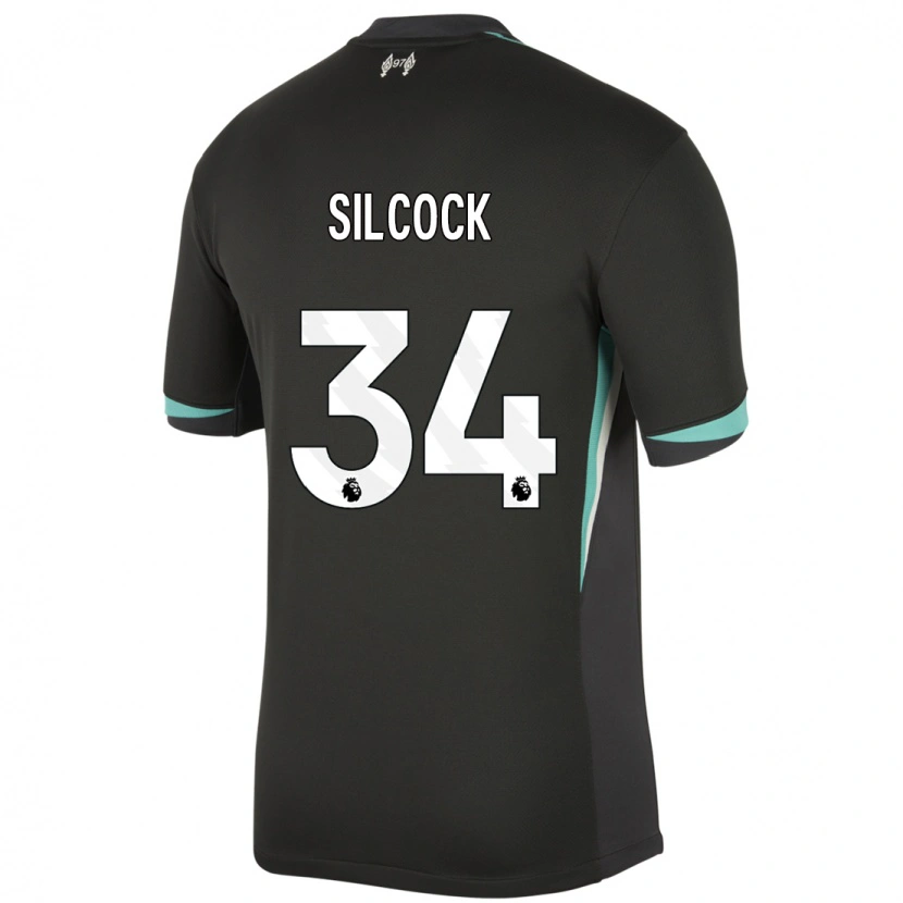 Danxen Kvinder Hannah Silcock #34 Sort Antracit Hvid Udebane Spillertrøjer 2024/25 Trøje T-Shirt