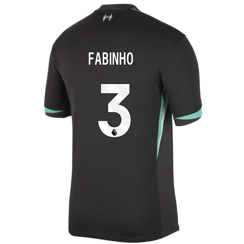 Danxen Kvinder Fabinho #3 Sort Antracit Hvid Udebane Spillertrøjer 2024/25 Trøje T-Shirt