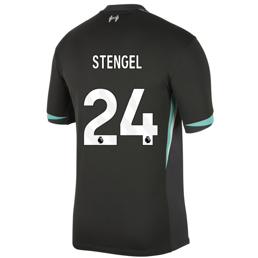 Danxen Kvinder Katie Stengel #24 Sort Antracit Hvid Udebane Spillertrøjer 2024/25 Trøje T-Shirt