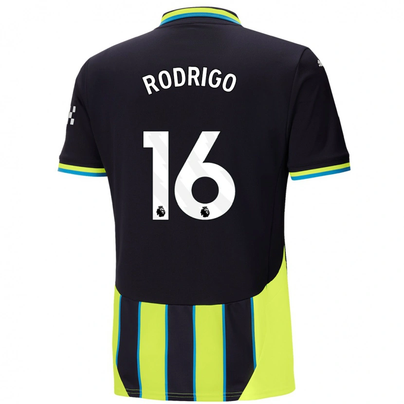 Danxen Kvinder Rodri #16 Blå Gul Udebane Spillertrøjer 2024/25 Trøje T-Shirt